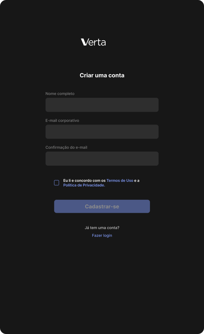 Tela de cadastro